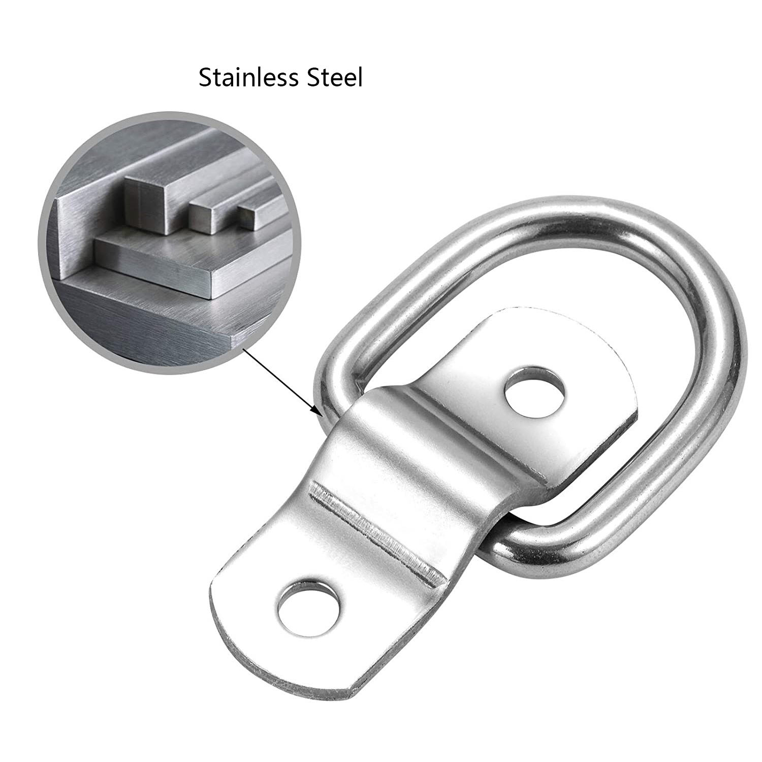 China 102074S 1/4″ Stainless Steel Trailer Tie Down Hooks D Ring Tie Down  Anchors With Screws factory and manufacturers